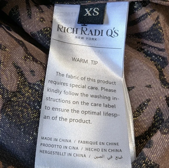 Rich Radi Q's Glittery Silk Burnout Velvet Blouse - Star Queen Brown Size XSmall - Picture 9 of 11